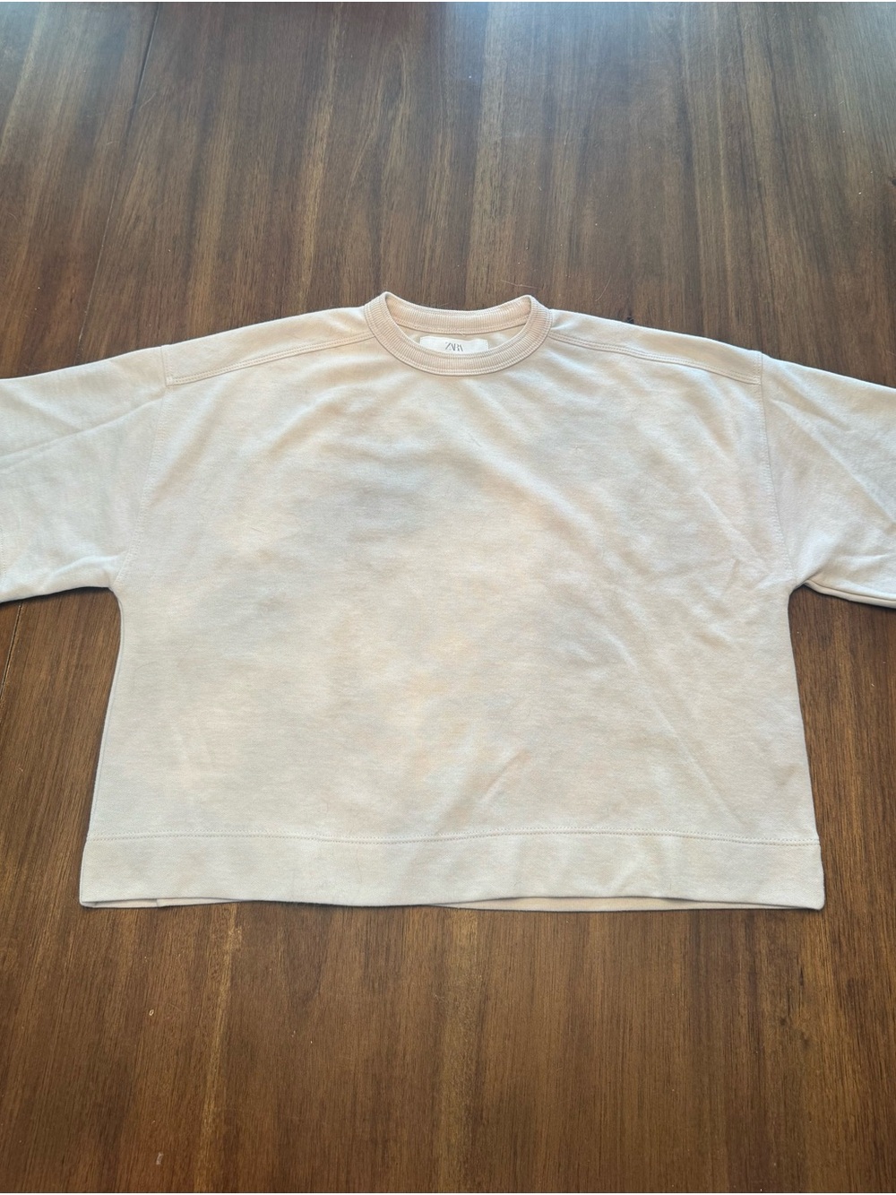 Zara Girls Pale Beige Crewneck Sweater